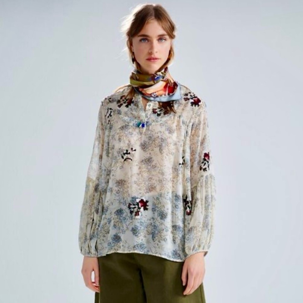 Zara Sheet Embroidered Floral Blouse